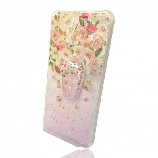 Glossy Design Hard Silicone Case Xiaomi Redmi 9 6.53" Light Pink Flowers